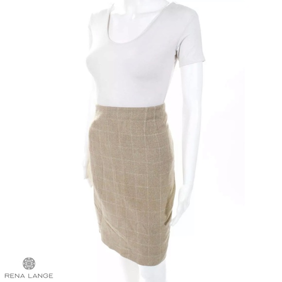 RENA LANGE Beige/Wht Square Wool Blend Pencil - Picture 2 of 5